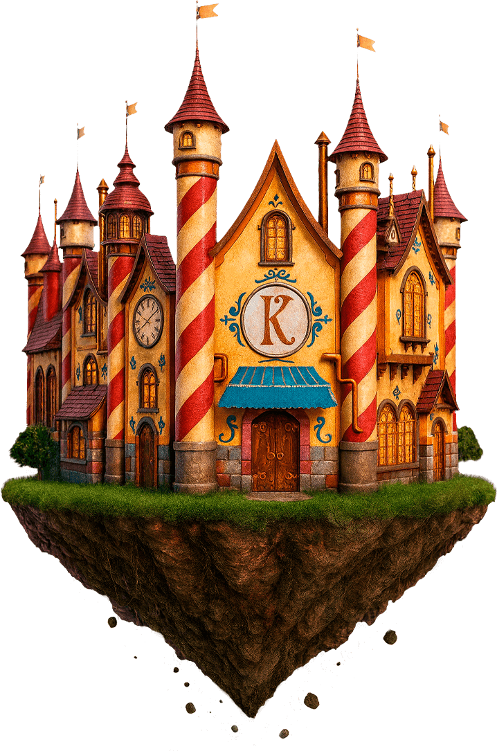 Castelo Karazan flutuando sob um céu estrelado